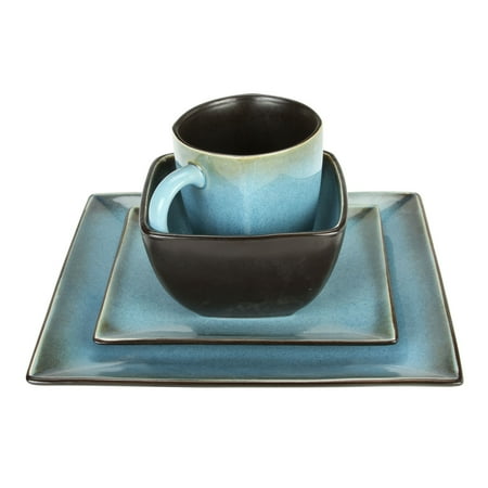 Kalorik Earthtone Square 16 Piece Dinnerware Set Service For 4 Walmart Com Walmart Com