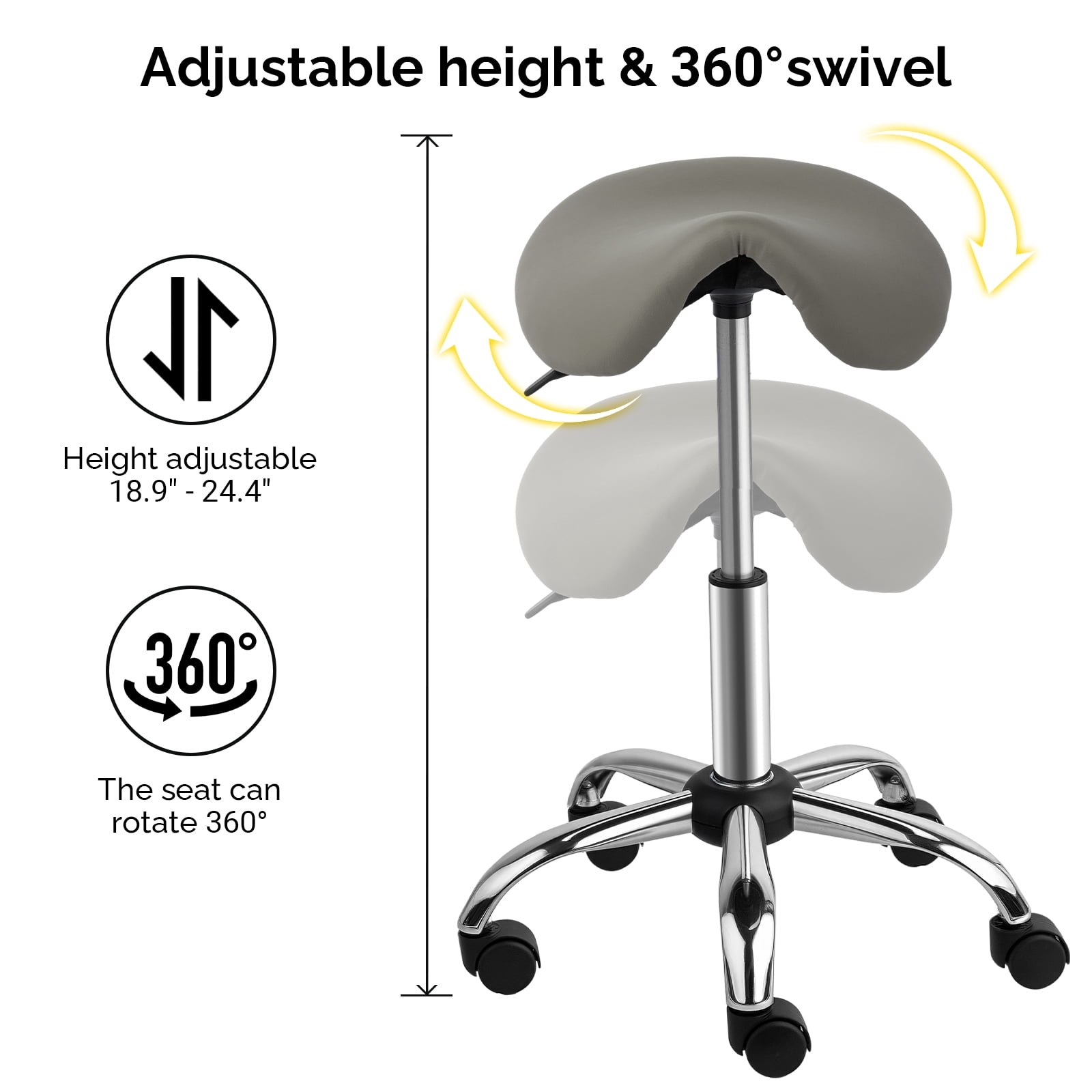 Ktaxon Swivel Salon Stool Chair, 400LBS Adjustable Hydraulic Rolling Stool, Ergonomic Bar Stool, Gray