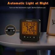 Geevon Smart Night Light Small Digital Alarm Clock with 2 Increasing Beep Alarm, Indoor Temperature, Battery Operated Travel Alarm Clock for Bedroom, Bedside, Desk(Black)