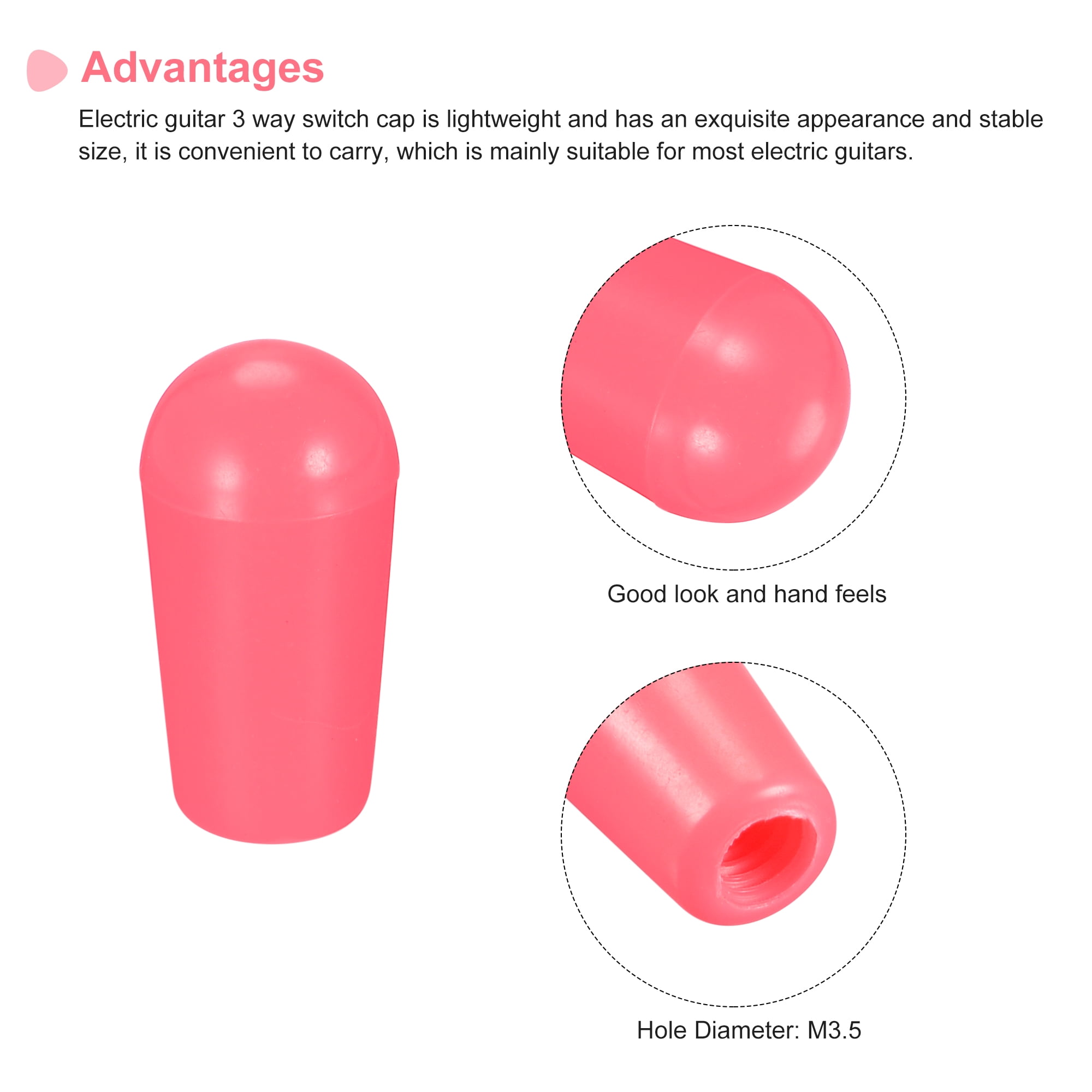 Unique Bargains Guitar Toggle Switch Knob Cap Cover ABS for 3 Way Guitar Switch Pink