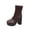 Brown, variant on Square Toe Boots for Women High Chunky Block Heel Ankle Booties Platform Stretch Boots for Autumn Winter