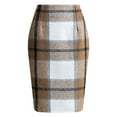 thumbnail image 3 of Cyglowse Women's Plaid Skirt High Waisted Bodycon Pencil Mini Midi Skirts 2025 Fall Winter A Line Wool Skirt Khaki S, 3 of 5