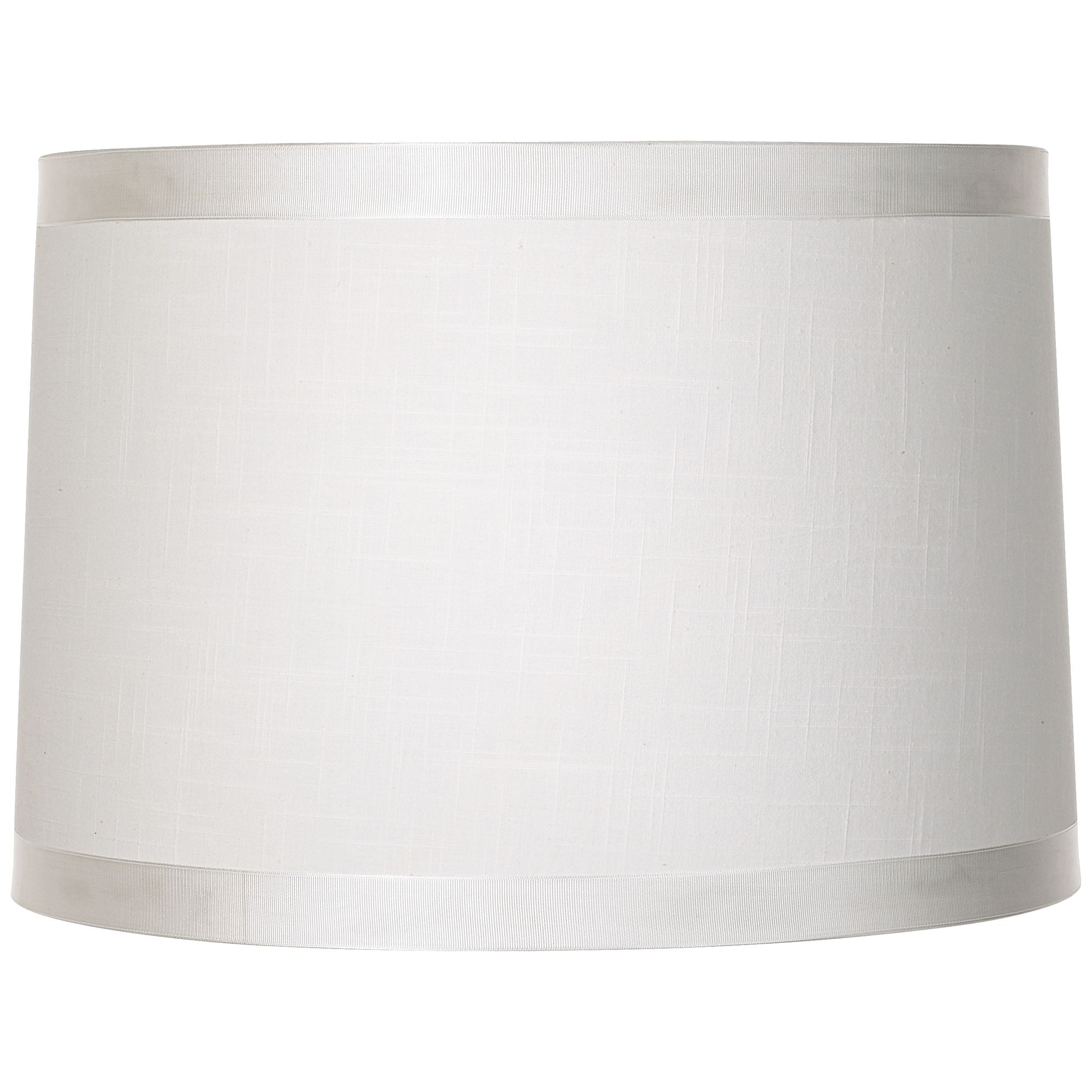 Springcrest Set of 2 Off-White Fabric Medium Drum Lamp Shades 15" Top x 16" Bottom x 11" High (Spider) Replacement with Harp and Finial