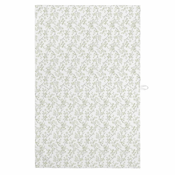 Sage Green Botanical 1 Pack Kitchen Towel, Water Absorbent Dish Towel, Plant Flower Floral Tree Branch Decorative Hand Towels - Quick Drying Cloth for Cooking Baking, 18x28 Inch