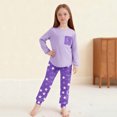 thumbnail image 6 of AINIYS Round Neck Pocket Star Moon Print Jogger Pants Pajama Set Girls Round Neck Pullover Cute Dreamy Sleepwear Outfit Purple 11 Years, 6 of 9