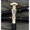 thumbnail image 3 of Rosewood Crafted Handmade Walking Stick Cane Knob Head | Brass Decorative Bars Inlay | Solid Wood Shaft, 3 of 5