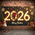 thumbnail image 3 of Festive Design Merry Christmas Banner Holiday Decoration Gold Light Up 2026 Banner for Christmas Party Celebration Indoor Decor, 3 of 9
