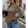 thumbnail image 3 of Blusa de cuello redondo para mujer, Top informal de moda, transpirable, elegante, de manga larga para ir de compras y trabajar, 3 of 6