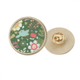 thumbnail image 1 of Dark Green Flower Paint Round Metal Golden Pin Brooch Clip, 1 of 3