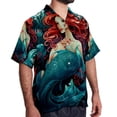 thumbnail image 2 of Mermaid Men's Hawaiian Print Casual Button Down Short Sleeve Summer Beach Shirt - Unisex, 2 of 6