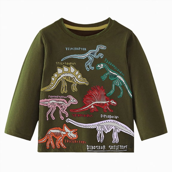 WUANDIXFA Toddler Boy's Graphic Tshirt Cotton Long Sleeve Crewneck T Shirt Tops Tee Clothes for Kids Kids Long Sleeve Shirt,AG,2-3 Years