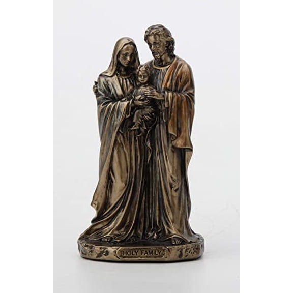 Veronese Design Holy Family Miniature Statue Antique Bronze Finish Resin 3.38 Inch