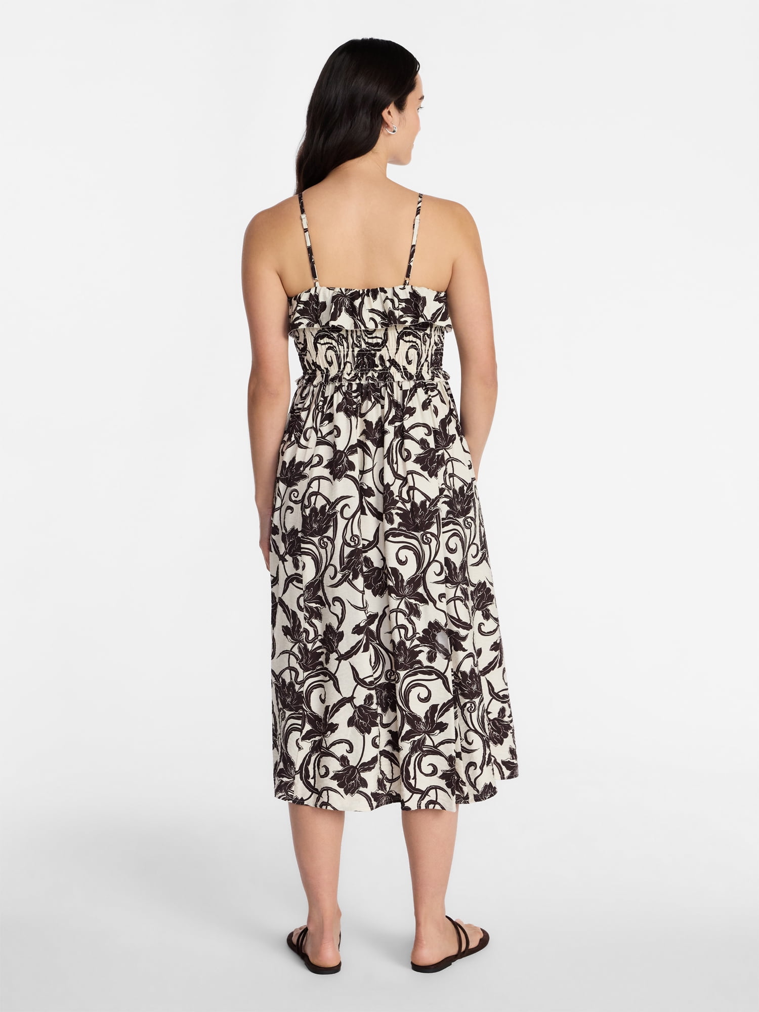 Time and Tru Women's Sleeveless Smocked Midi Dress, Sizes XS-XXXL
