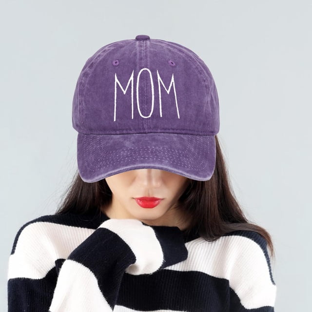 Sombrero de béisbol de mamá bordado, regalo del día de la madre, gorra de béisbol para mujeres, para senderismo Púrpura