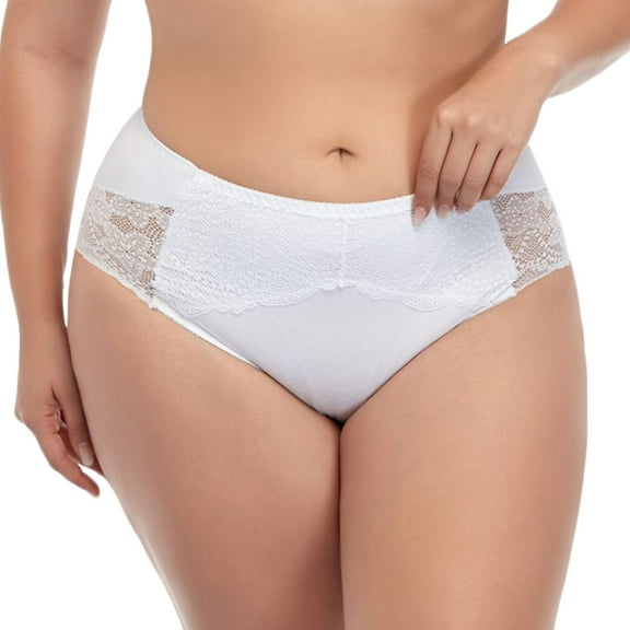 White Cotton Underwear for Women Women Lace Panty Underwear Low Waisted Soft Stretch Panties Lace Patchwork Underpant Briefs Plus Size High-Cut Underwear Panties Womens Plus Size Underwear White L