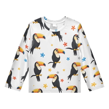 Toucan Pattern Boys Rash Guard Shirts UPF 50 Plus Sun Protection Short Sleeve Swim Tees 4T