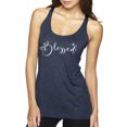 thumbnail image 1 of Wild Bobby, Blessed Inspirational Quote Heart Love, Inspirational/Christian, Women Tri-Blend Racerback Tank Top, Vintage Navy, Large, 1 of 3
