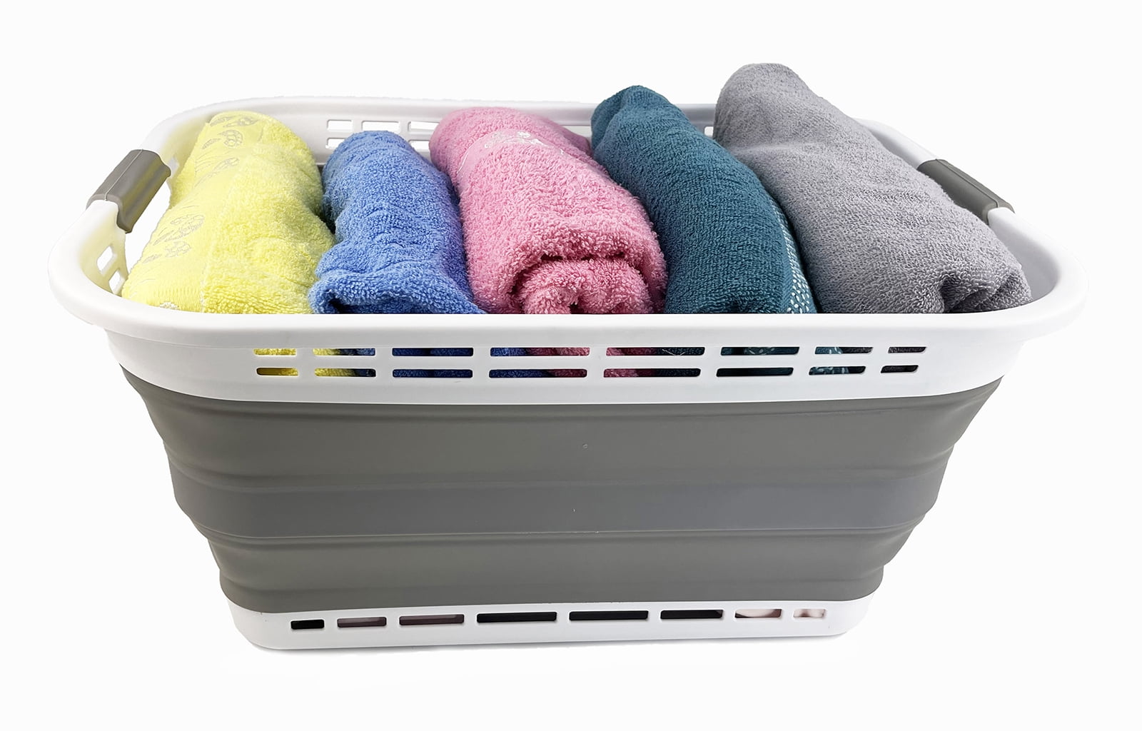 SAMMART 42L (11 gallons) Collapsible Plastic Laundry Hamper/Basket - Foldable Storage Container/Organizer - Portable Laundry Basket - Easy Storage Space Saving