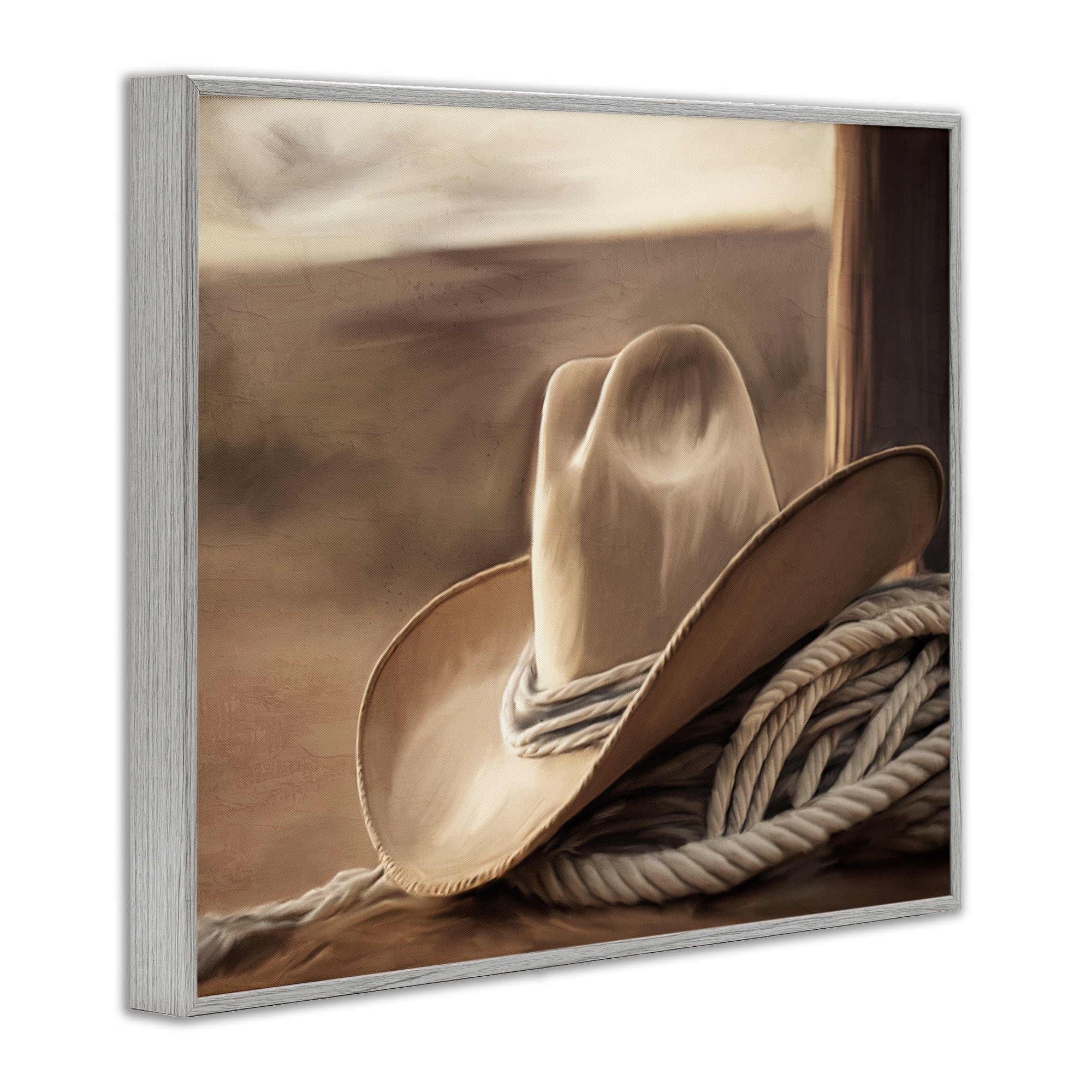Stupell Industries White Cowboy Hat Gray Framed Giclee Art, design by Kim Allen