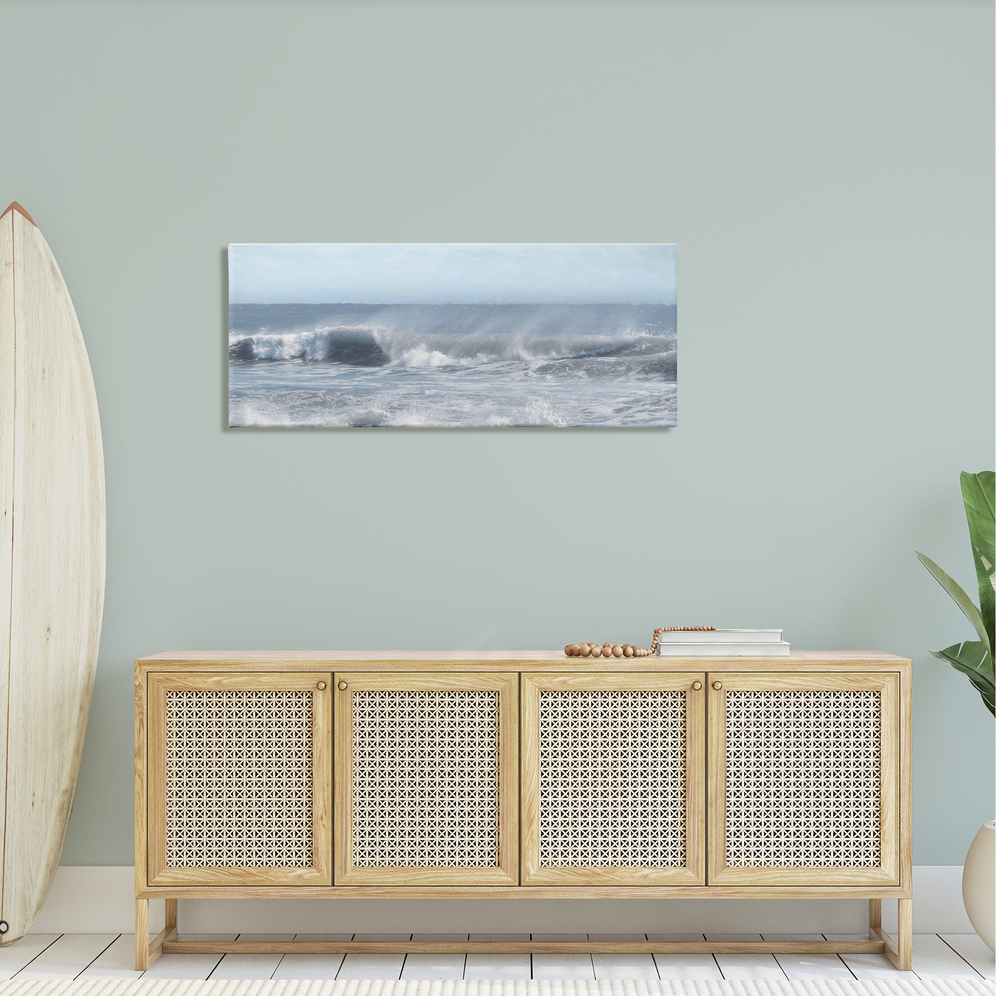Stupell Beach Foam Splashing Waves Landscape Photography Gallery Wrapped Canvas Print Wall Art