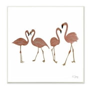 Stupell Industries Mingling Pink Flamingo Birds Animal Illustration Wood Wall Art, 12 x 12, Design by Ale Saiz Studio