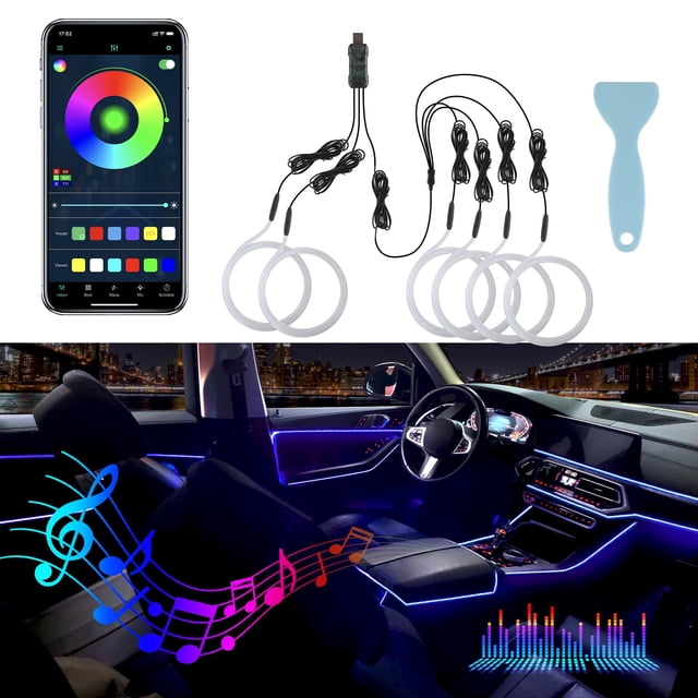 Tira de luces LED de fibra óptica LivTee Smart Car 6 en 1