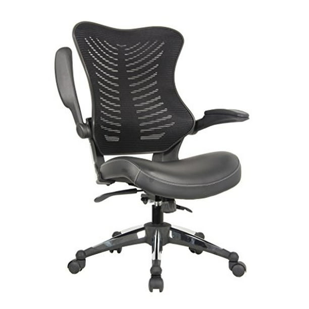 Office Factor Executive Ergonomic Office Chair Back Mesh Bonded Leather Seat Walmart Com Walmart Com