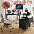thumbnail image 3 of 47.3" Computer Desk Office Desk Study Table Workstation with 2 Drawers and Side Pocket Home Office Furniture for Home Office,Black, 3 of 7