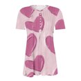 thumbnail image 5 of Valentines Day Blouses for Women, Heart Shirt Tunic, Short Sleeve V Neck Blouses Women's Valentine's Day Printed Short Sleeved Tops with V-Neck Button Pleats Shirts, 5 of 5