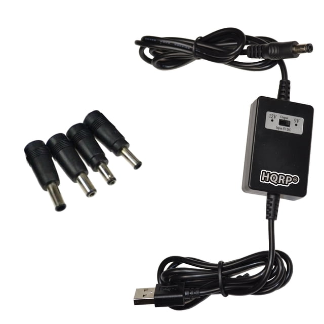 HQRP 5V USB to DC 9V 12V Step-Up Module Converter Cable for Power Bank External Battery Pack Laptop Desktop Tablet Router Speaker CCTV Camera Portable Charger AC Adapter + HQRP Coaster