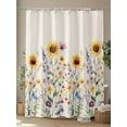 thumbnail image 4 of Sunflower Small Stall Shower Curtain, Waterproof Shower Curtains for Bathroom, Vintage Spring Floral Summer Botanical Washable Fabric Cloth Bath Curtain for Bathtub Decoration with Hooks 36x72 Inches, 4 of 6