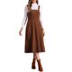 thumbnail image 2 of Vestido midi casual sin mangas de cuello cuadrado y ribete para mujer Inspire Chic, color marrón, talla XS, 2 of 6