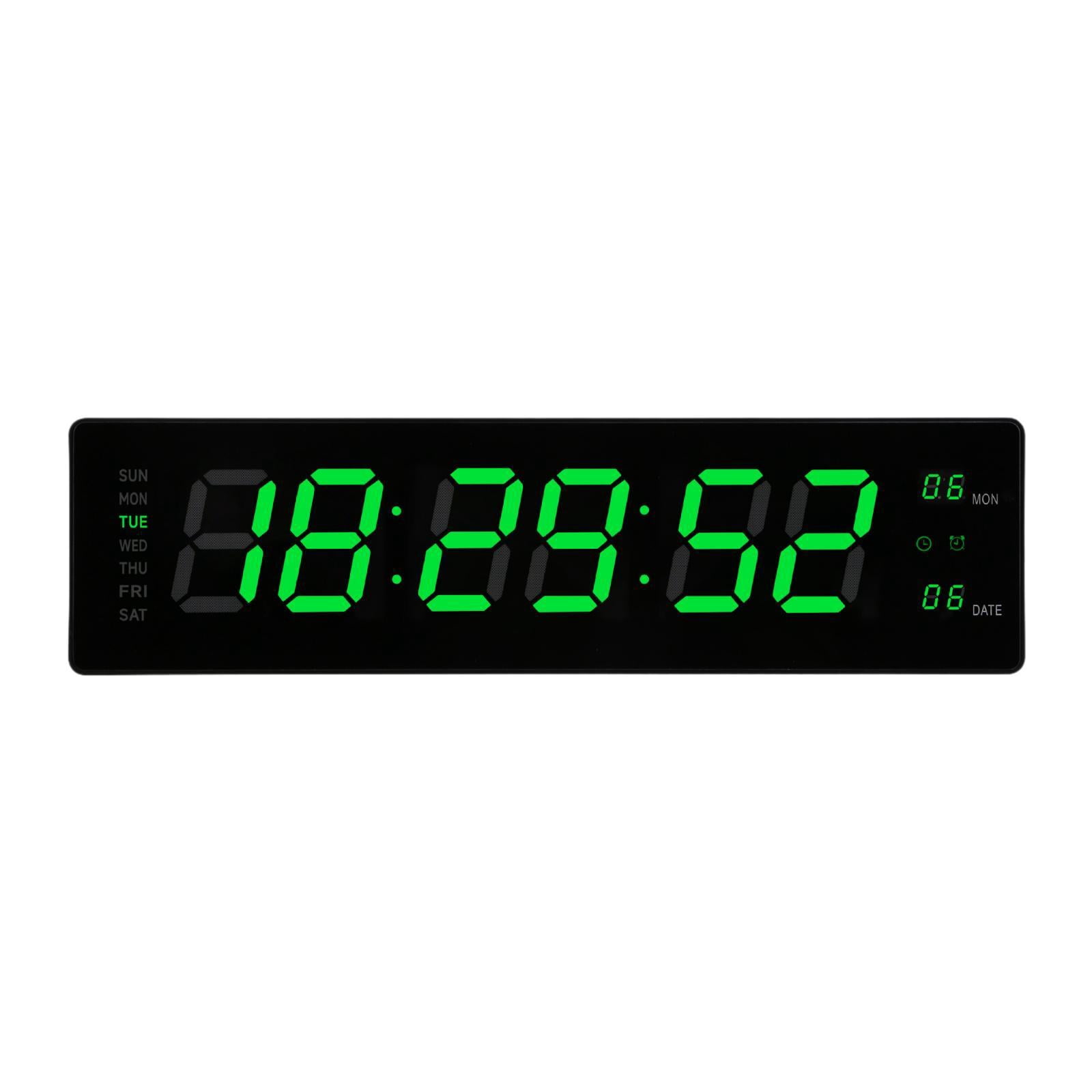 Baoblaze LED Digital Clock Bedroom Display Date Calendar Bar Wall Hanging Alarm Clock Green