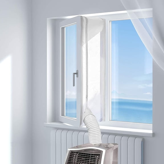 400CM Universal Window Seal for Portable Air Conditioner and Tumble Dryer Fits Mobile Air Conditioning Easy to Install with Zip and Adhesive Fastener