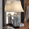 thumbnail image 6 of 26" Chinese Blue & White Porcelain Table Lamp with Shade - Double Happiness, 6 of 7
