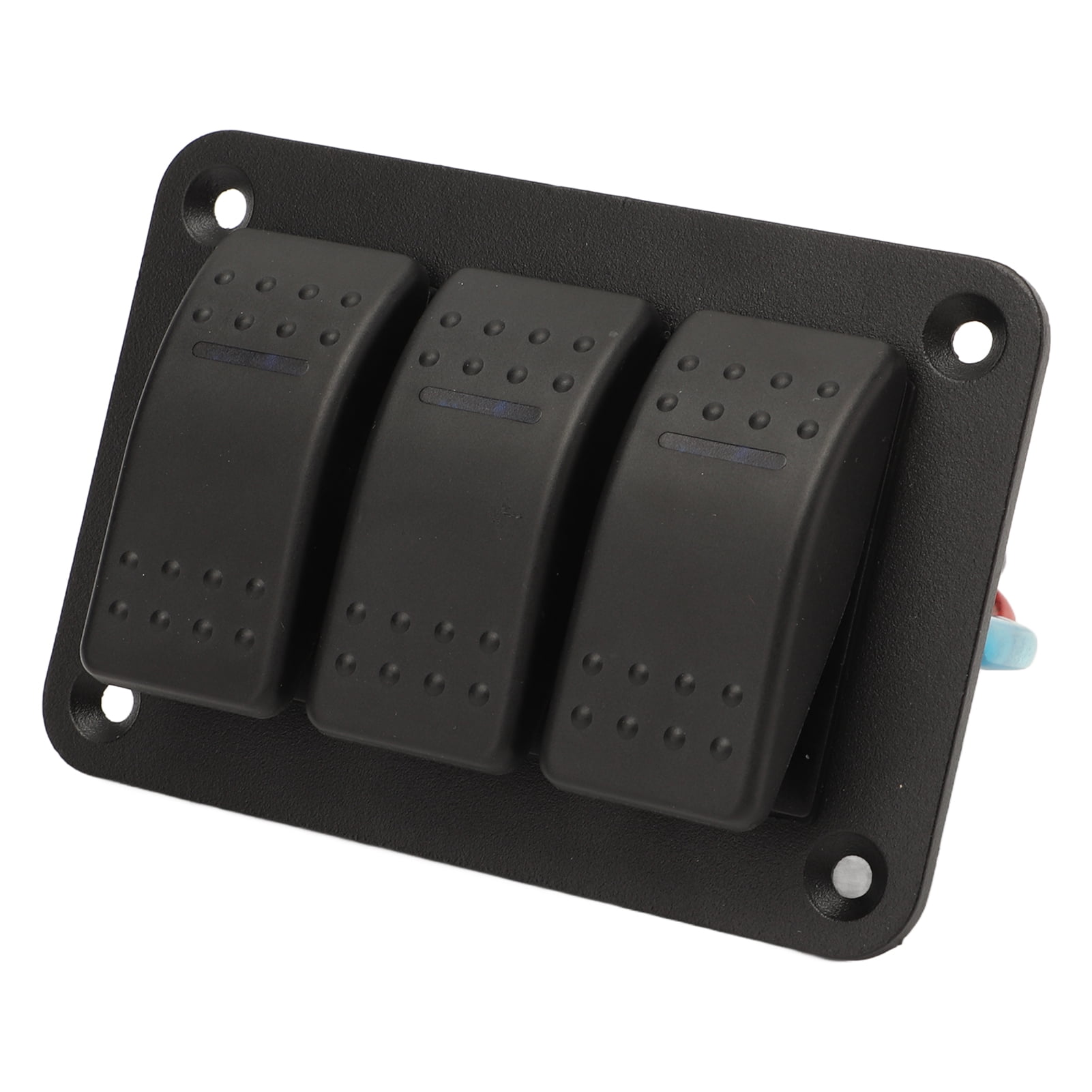 YAHHU 3 Gang Rocker Switch Panel IP65 Waterproof DC12-24V Blue Light Universal for Boats Marines Trucks (4.33 inches / 11 cm)