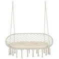 thumbnail image 2 of Outsunny 2-Person Hammock Chair Macrame Swing with Soft Cushion, Hanging Cotton Rope Chair for Indoor Outdoor Home Patio Backyard, White, 2 of 9