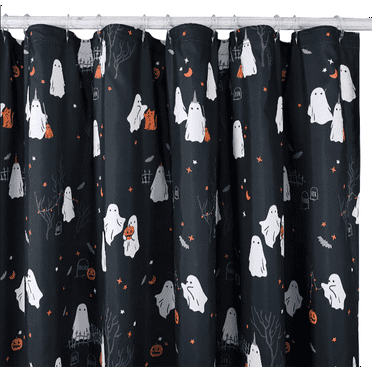 Ghost Halloween Bathroom Shower Curtain, Polyester, 70 x 70, Black by Celebrate Together