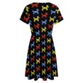 thumbnail image 5 of Balloon Dogs, Black Background Dress Summer Street Style Dresses Female Short Sleeve Printed Sundress, 5 of 7
