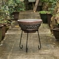 thumbnail image 6 of Vintiquewise 13.25" x 7.25" Round Clay Fire Pit with Metal Stand, 6 of 7