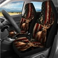 thumbnail image 2 of KUIFORTI Deer Flag Car Seat Covers Set 14 Pcs with Steering Wheel Cover Auto Center Console Pad Seat Belt Pads Car Headrest Covers Stretch Polyester Fabric Cover for Cars, 2 of 7