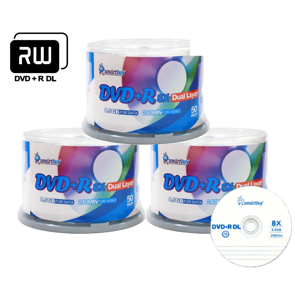 150 Pack Smartbuy DVD+R DL Dual Layer 8X 8.5GB DVD Plus R Double Layer