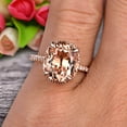 thumbnail image 5 of 1.75 Carat 8x6mm Oval Cut Morganite Engagement Ring Wedding Ring Anniversary Gift On 10k Rose Gold Filigree Retro Vintage Floral Set, 5 of 5
