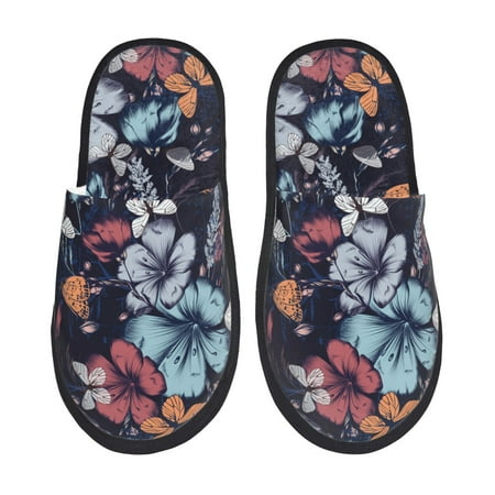 

Tideii Flowers ad Butterflies for Home Indoor Cotton Slippers Autumn and Winter EVA Plush Slippers Household Supplies Unisex-Medium