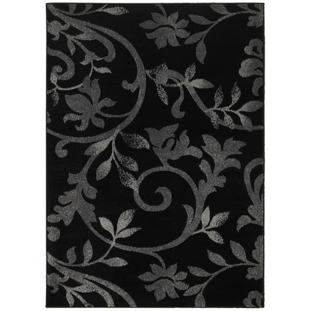 LR Resources GRAC281132BLK5272 5 ft. 2 in. x 7 ft. 2 in. Grace Rectangle Area Rug, Black