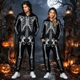 thumbnail image 3 of Skeleton Jumpsuit Halloween Costume for Women Men, Unisex Adult Skeleton Onesie Pajamas Cosplay Party 2026, Cozy One Piece Outfit, 3 of 5