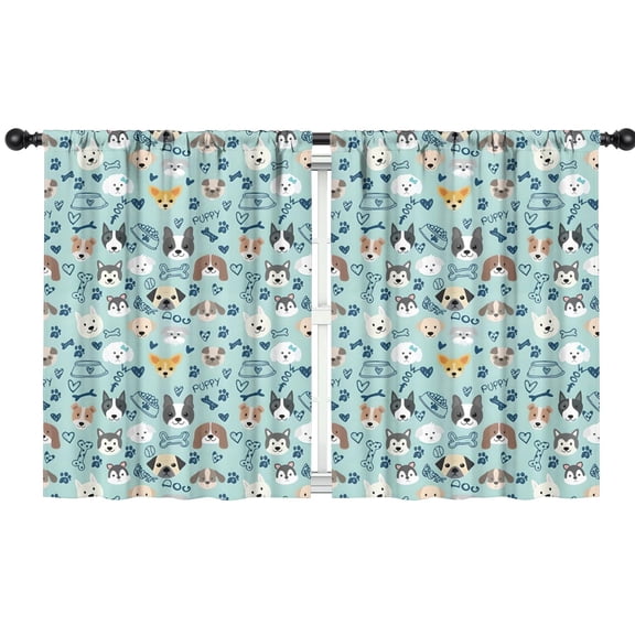 Blackout Kids Curtains,Cute Akita Dog Beagle Bulldog Rottweiler Dachshund Childrens Insulated Curtains Set Of 2,Bedroom Essentials,Toddler Room Decor 42"x54"(106x137cm)