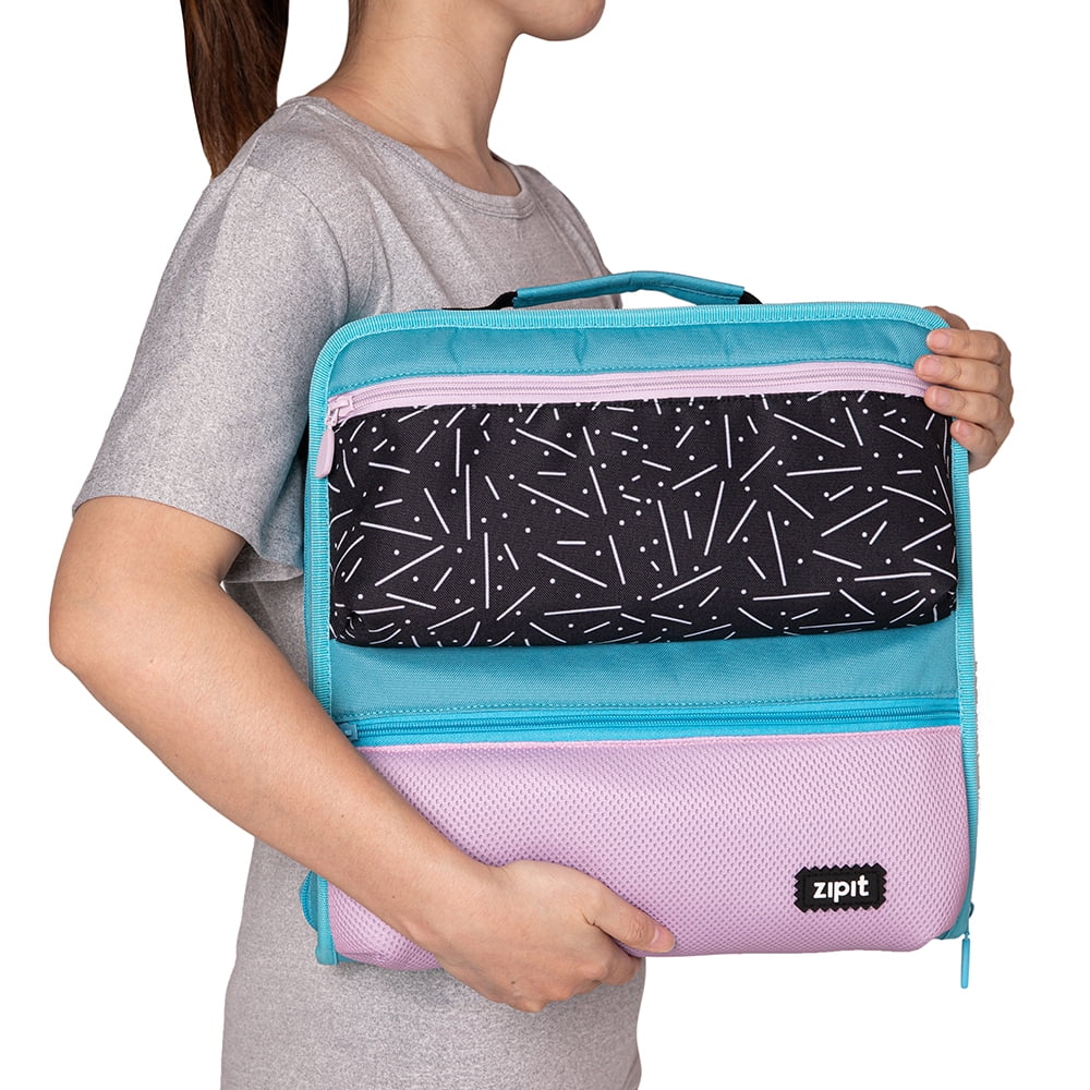 ZIPIT and GO, Fashion Binder for Girls, 3 Ring Organizer Bag, 2” Round Ring (Black, Pink, Teal)