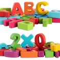 thumbnail image 2 of Rompecabezas de madera para niños pequeños que aprenden el alfabeto, el ABC y los números, 2 of 3