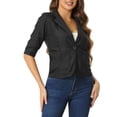 thumbnail image 4 of INSPIRE CHIC Women's Notched Lapel Rolled-up Sleeve Lightweight Work Office Blazer Black XS, 4 of 5